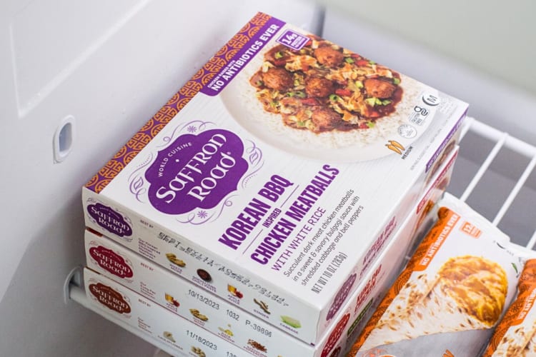 A box of Saffron Road Korean BBQ Inspired Chicken Meatballs, one of the best frozen dinners