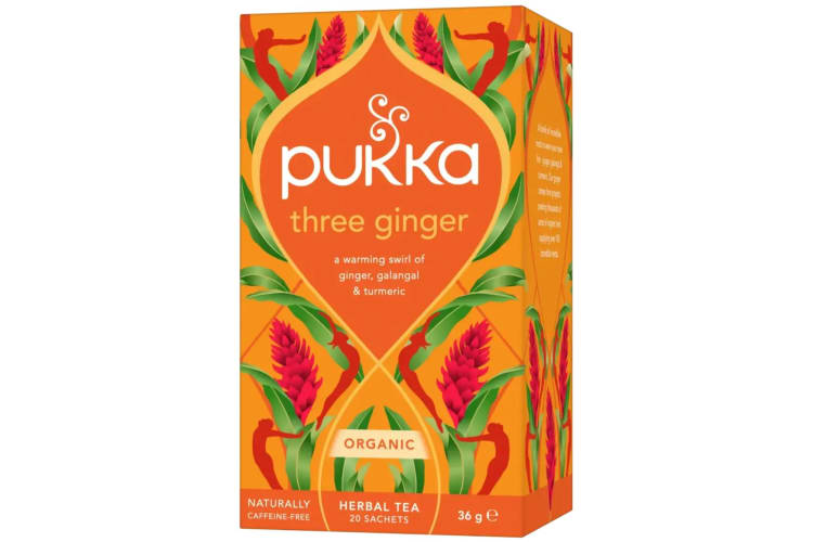 A pack of Pukka three ginger tea.