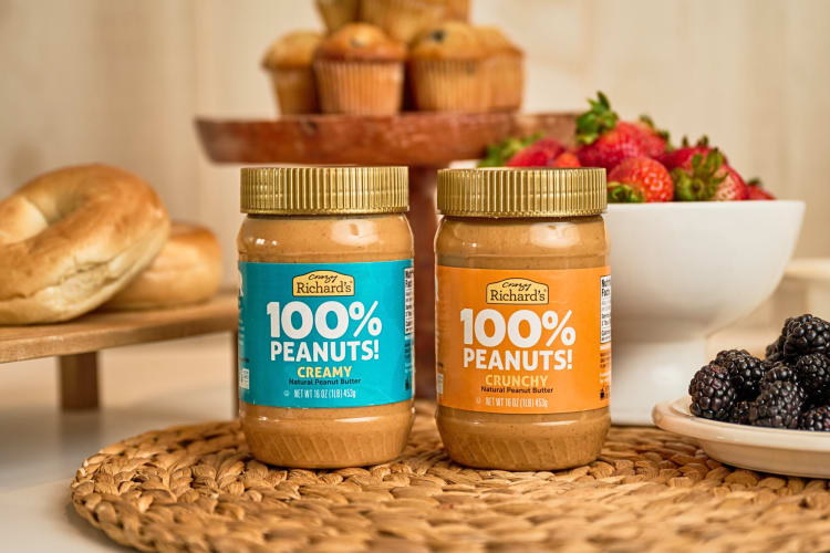 Two bottles of Crazy Richard's Peanut Butter — some of the best keto peanut butter