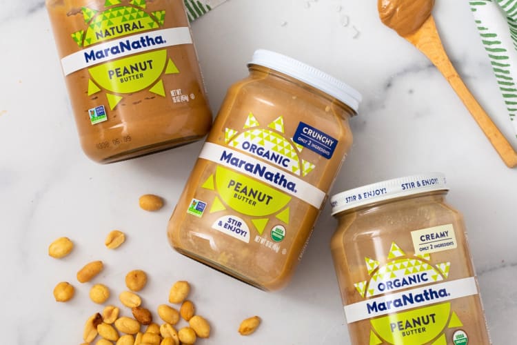 Three bottles of Maranatha peanut butter — some of the best keto peanut butter