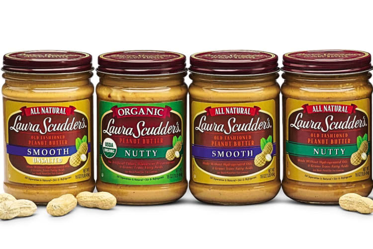 Four bottles of some of the best keto peanut butter — Laura Scudder's