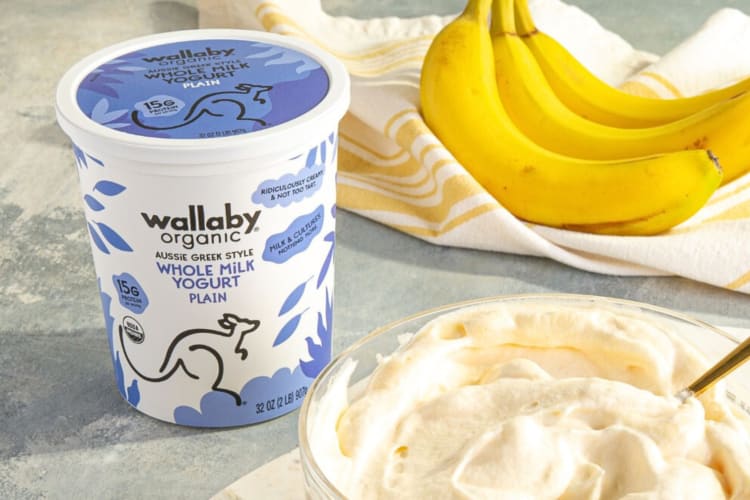 A tub of Wallaby Organic Aussie Greek-Style Yogurt