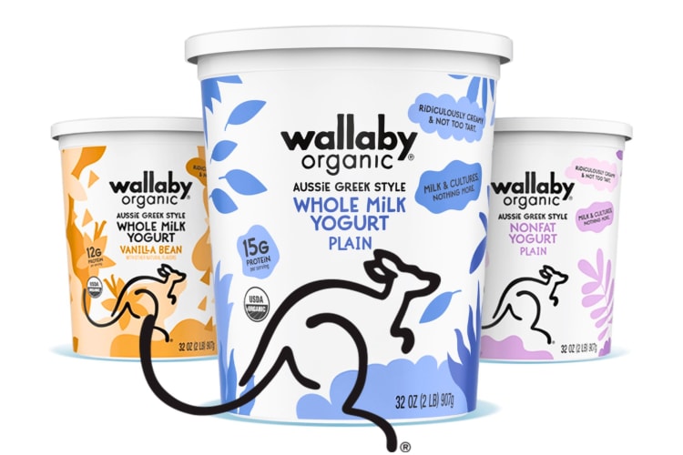Three yogurts made by Wallaby.