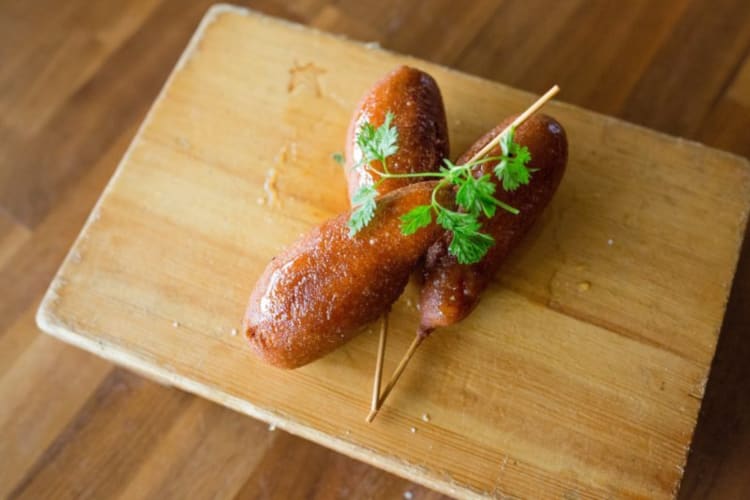 Shrimp corndogs are a local favorite from one of the best restaurants in Indianapolis