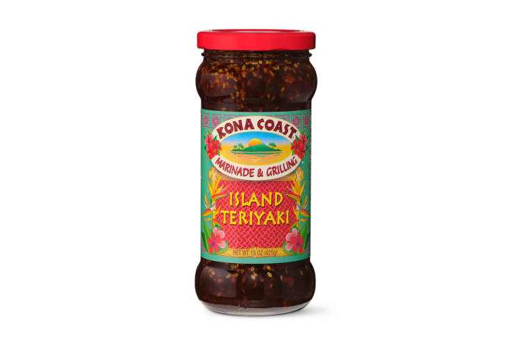 A bottle of Kona Coast Island Teriyaki Marinade and Grilling Sauce