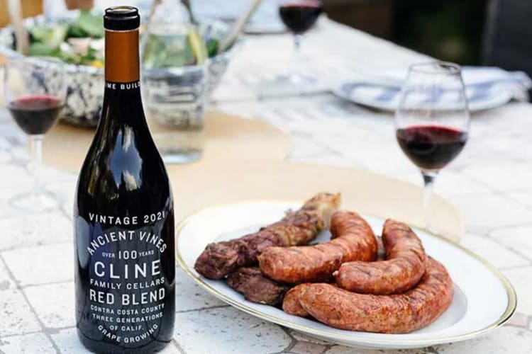 A bottle of Cline Zinfandel Ancient Vines, one of the best Trader Joe's wines