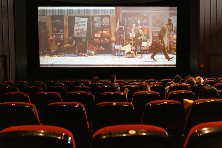 People at the cinema watching a movie