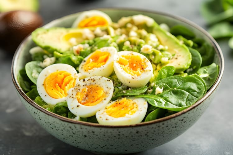 boiled eggs in a salad