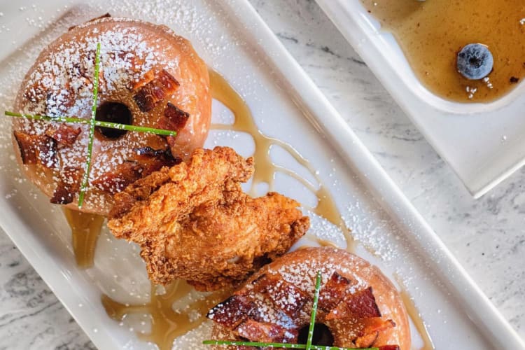 Get your fix of fried chicken with The Great Maple's signature doughnuts.
