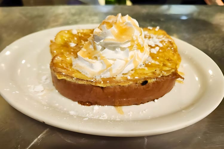 Indulge in a caramle apple stuffed French toast for breakfast in Omaha