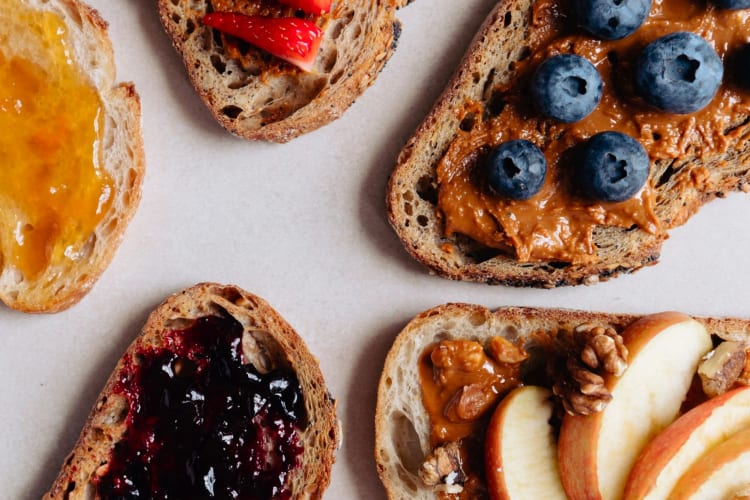 Sourdough toast with different toppings