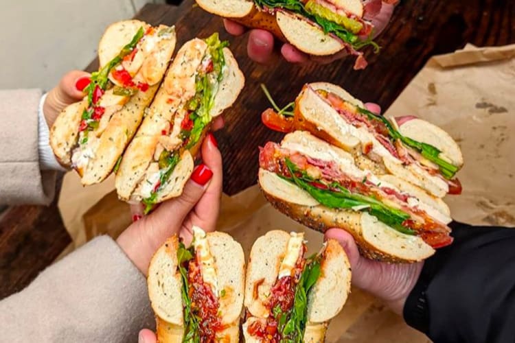 Four bagels for breakfast in Bath at its only bagel shop.