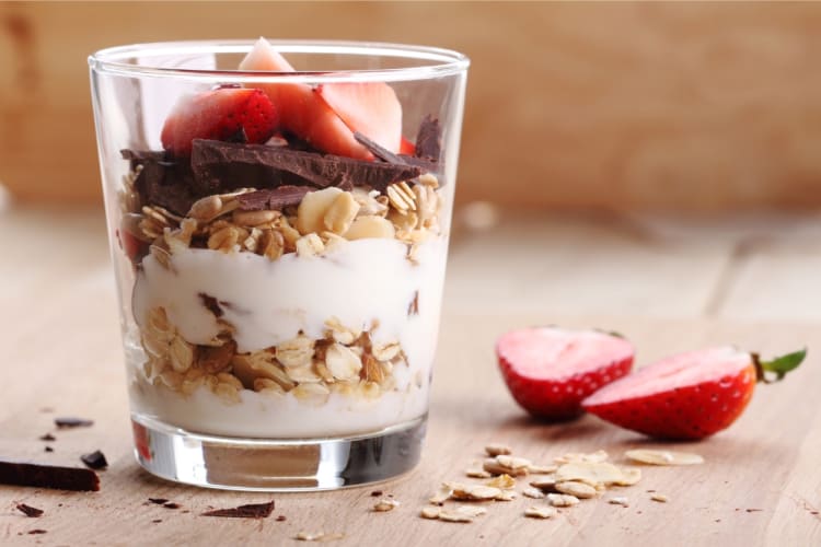 Granola with yogurt is on the menu at The Two Mugs