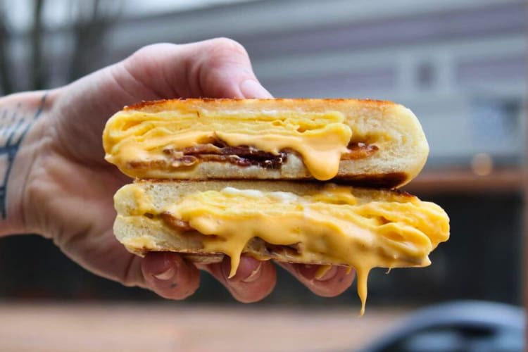 Bacon, egg and cheese bao