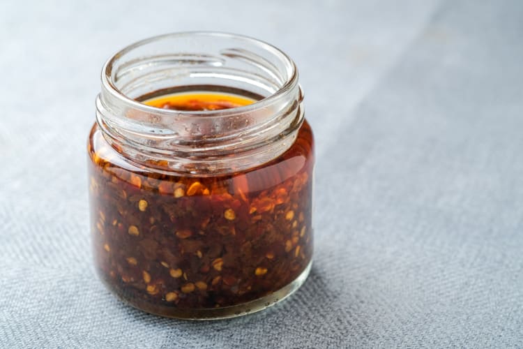 Calabrian chili oil in a jar