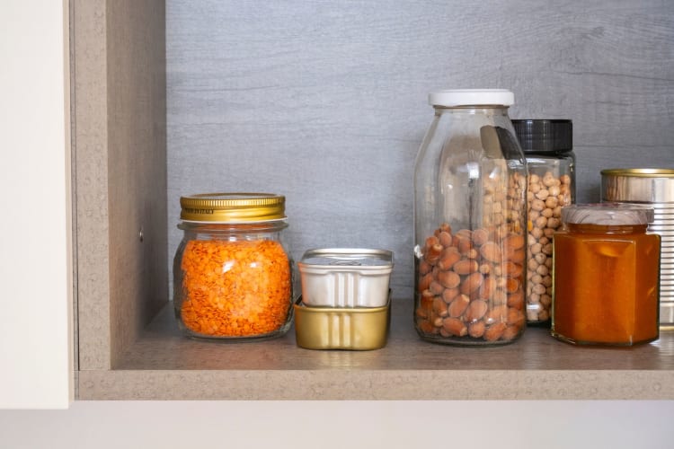 Pantry, canned food and preserves. Long shelf life food.