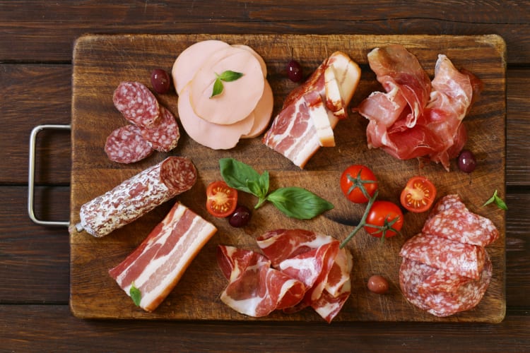 Ham on charchuterie board
