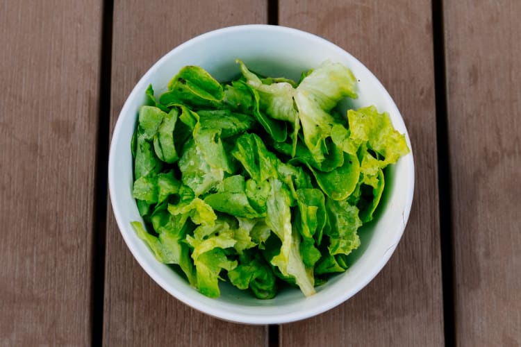 Lettuce in a white bowl