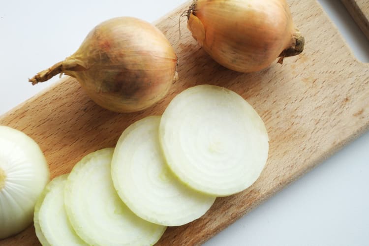 Onions sliced into discs.
