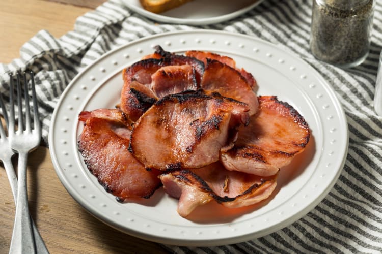 Canadian bacon in a plate