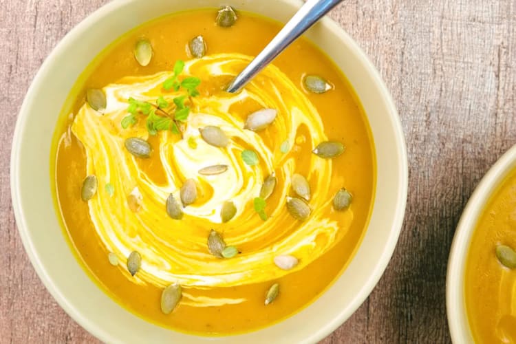 Pumpkin curry soup is the perfect, cheap and healthy meal for cold days