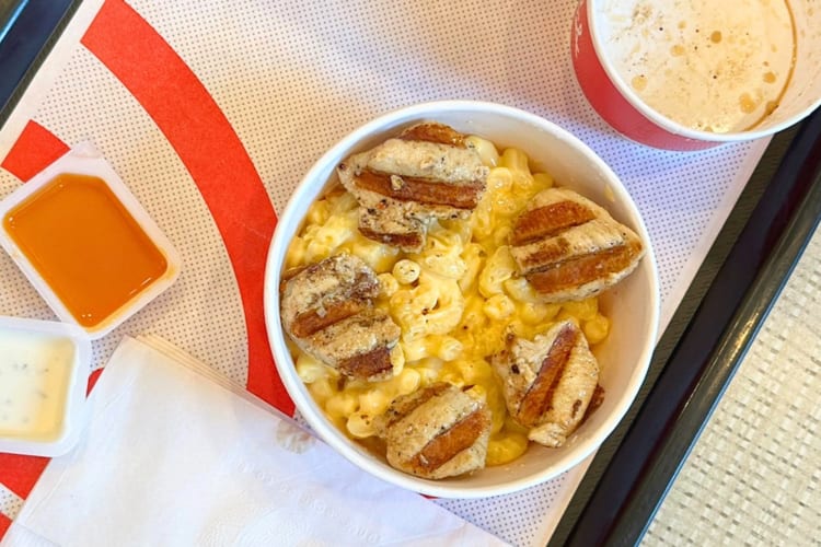 A Buffalo chicken mac and cheese bowl from Chick-fil-A
