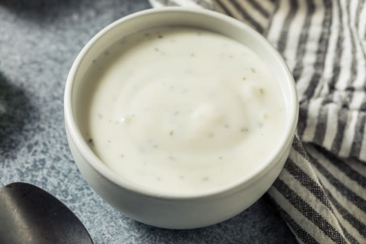 Ranch sauce served on a bowl