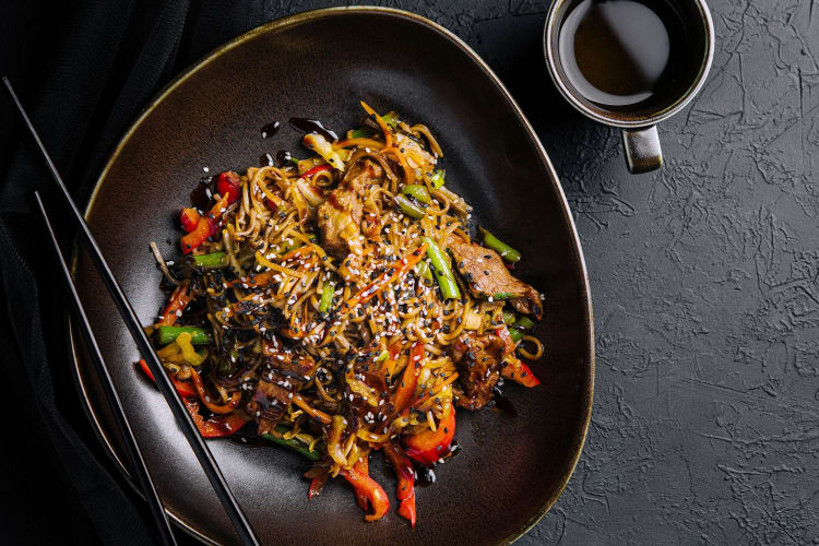 Classic Chop Suey, with protein, vegetables and noodles is one of the healthiest Chinese foods