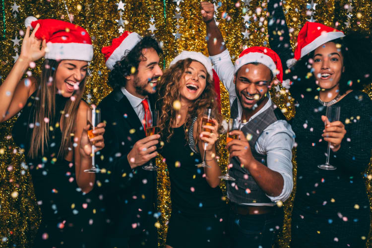 Friends at a Christmas cocktail party