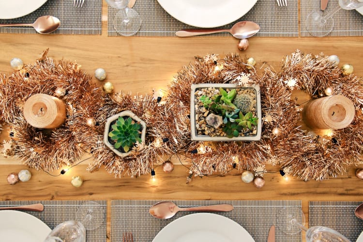 Copper Christmas Day table setting