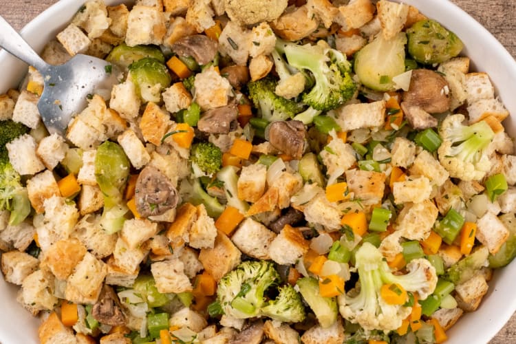Vegan stuffing is a great Christmas potluck idea