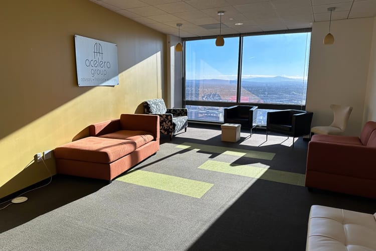 An office space with sunlight shining through its window at Indie Desk, a coworking space in Los Angeles