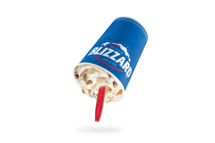 Enjoy a vanilla blizzard with graham pieces, duge and peanut butter