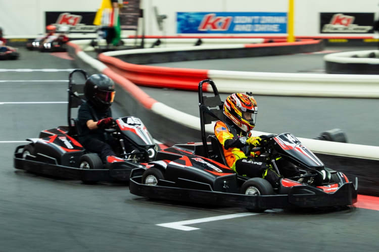 Racing go-karts is a fun date idea in Houston