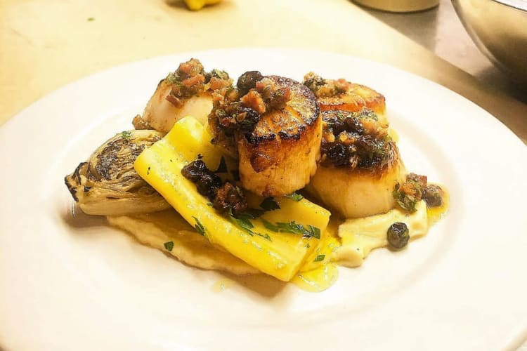 Scallops from Le French Diner, a popular eatery for a date night in NYC