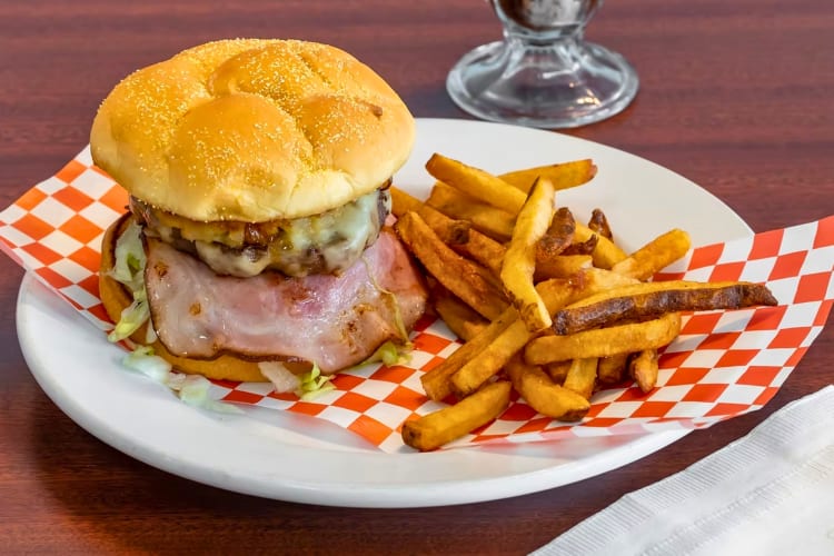 Elvis Presley Hawaiian Burger with fries