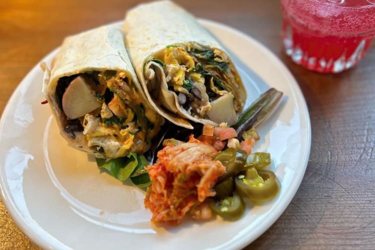 The kimchi breakfast burrito is a favorite in this diner in Seattle