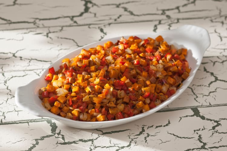 Sweet potato hash served on a plate