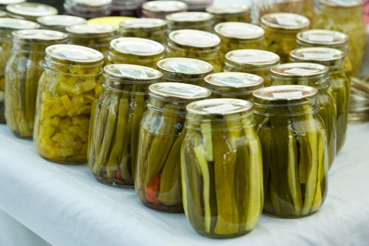 Multiple jars with pickles