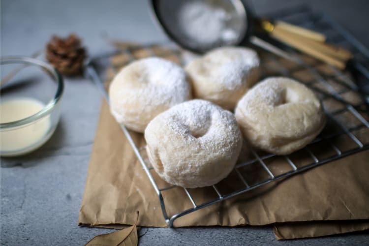 doughnuts with sugar sprinkled on top