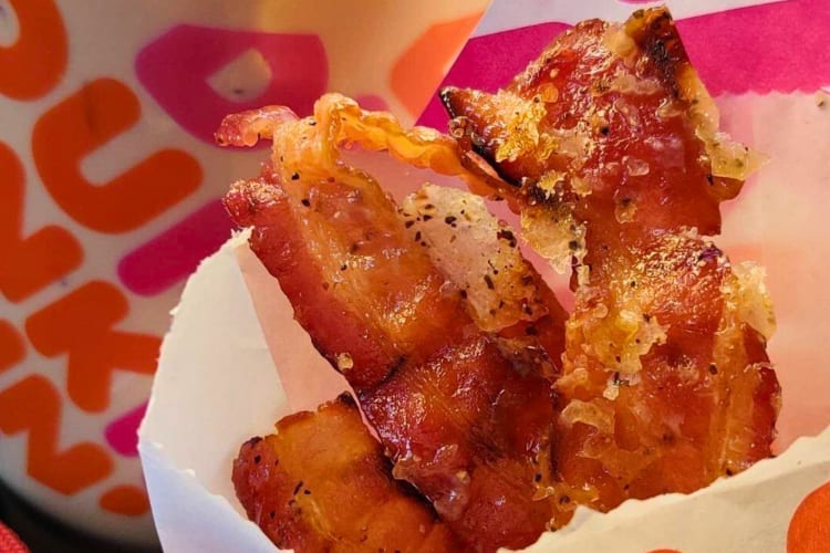 Snackin' bacon is a classic item from the Dunkin' Donuts breakfast menu