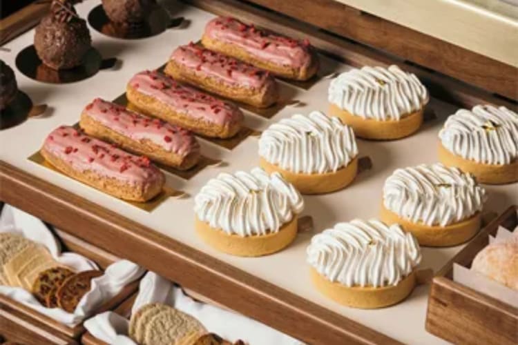 Freshly baked desserts served for breakfast in Edinburgh.