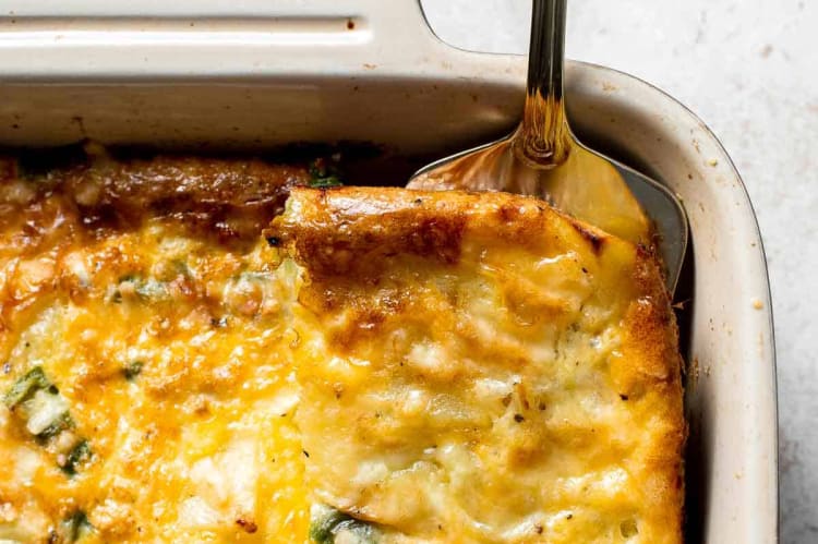 egg and potato breakfast casserole is a great make ahead vegetarian breakfast