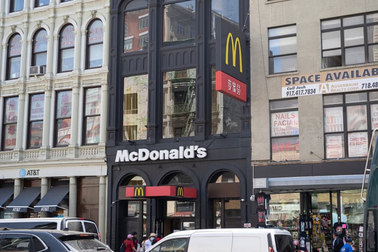 The facade of the fancy McDonald's in New York City