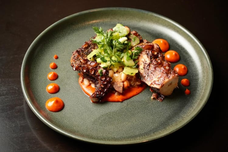 Oak grilled octopus