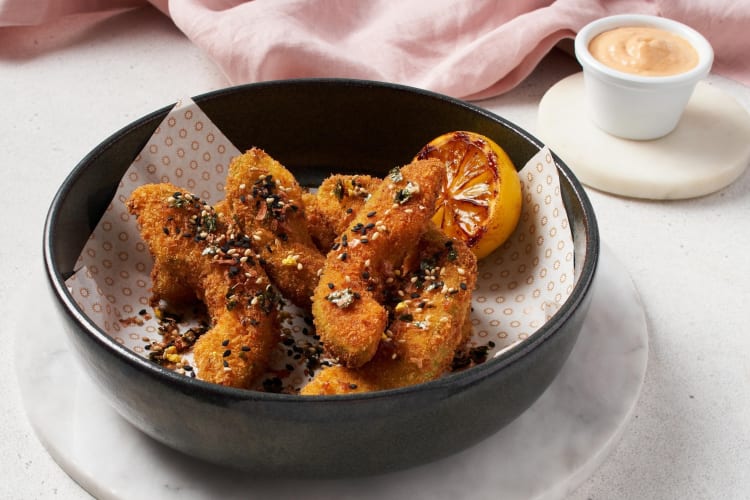 Avocado fries served with a zesty chipotle