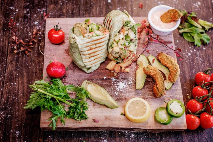 Falafal wrap from the largest vegan food hall in Chicago.
