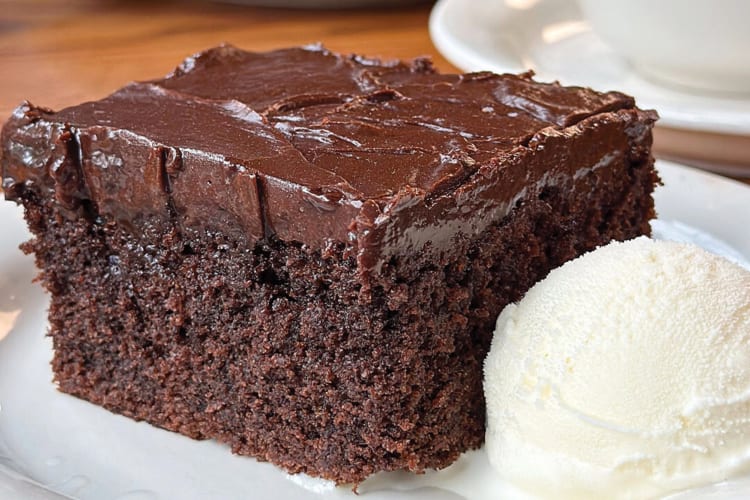 A brownie and ice cream from Cracker Barrel