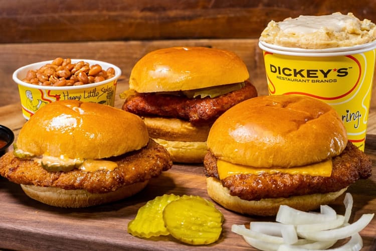 Three burgers and two sides from Dickey's Barbecue Pit