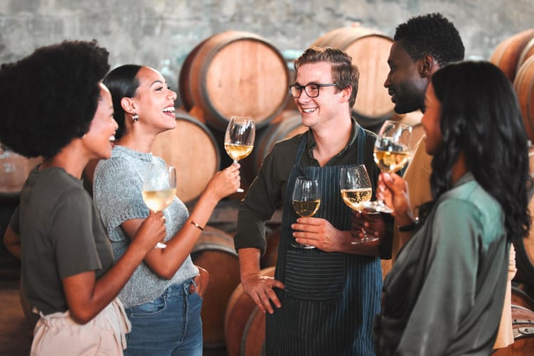 friends drinking wine together